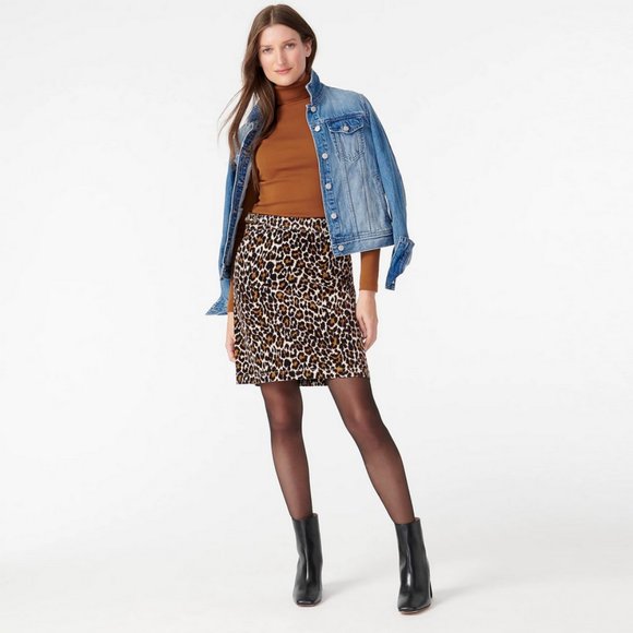 J.Crew Leopard Print Corduroy Buckle Mini Skirt - Picture 2 of 13